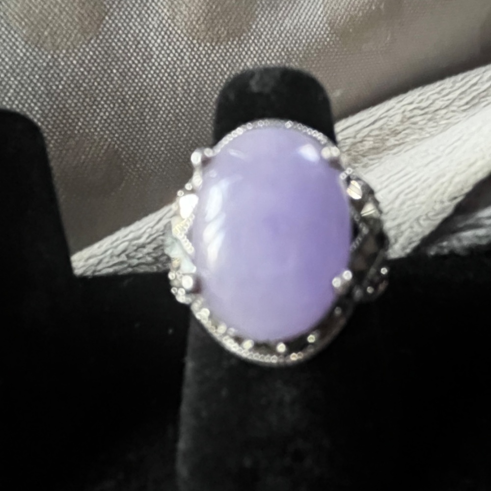 Sterling silver malachite purple jade ring - Picture 5 of 5